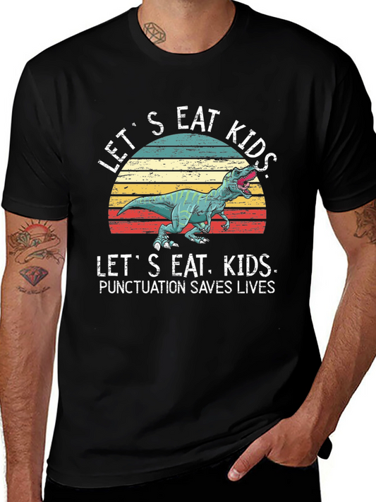 Lets Eat Kids T-Shirt Dinosaur Punctuation Tee