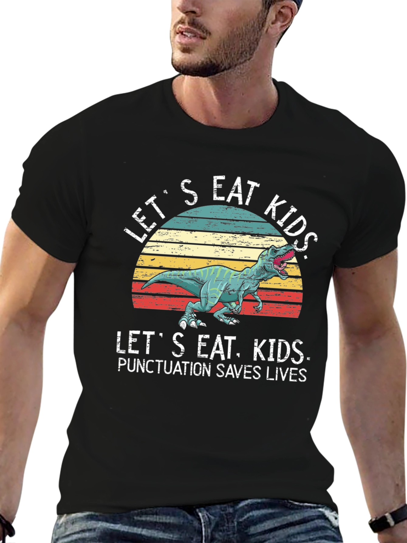 Lets Eat Kids T-Shirt Dinosaur Punctuation Tee