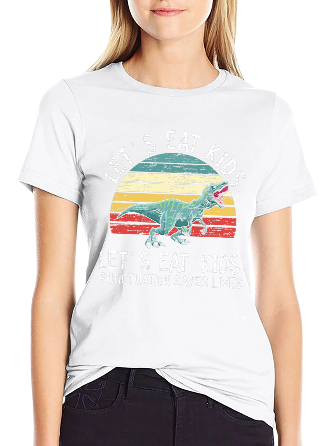 Lets Eat Kids T-Shirt Dinosaur Punctuation Tee