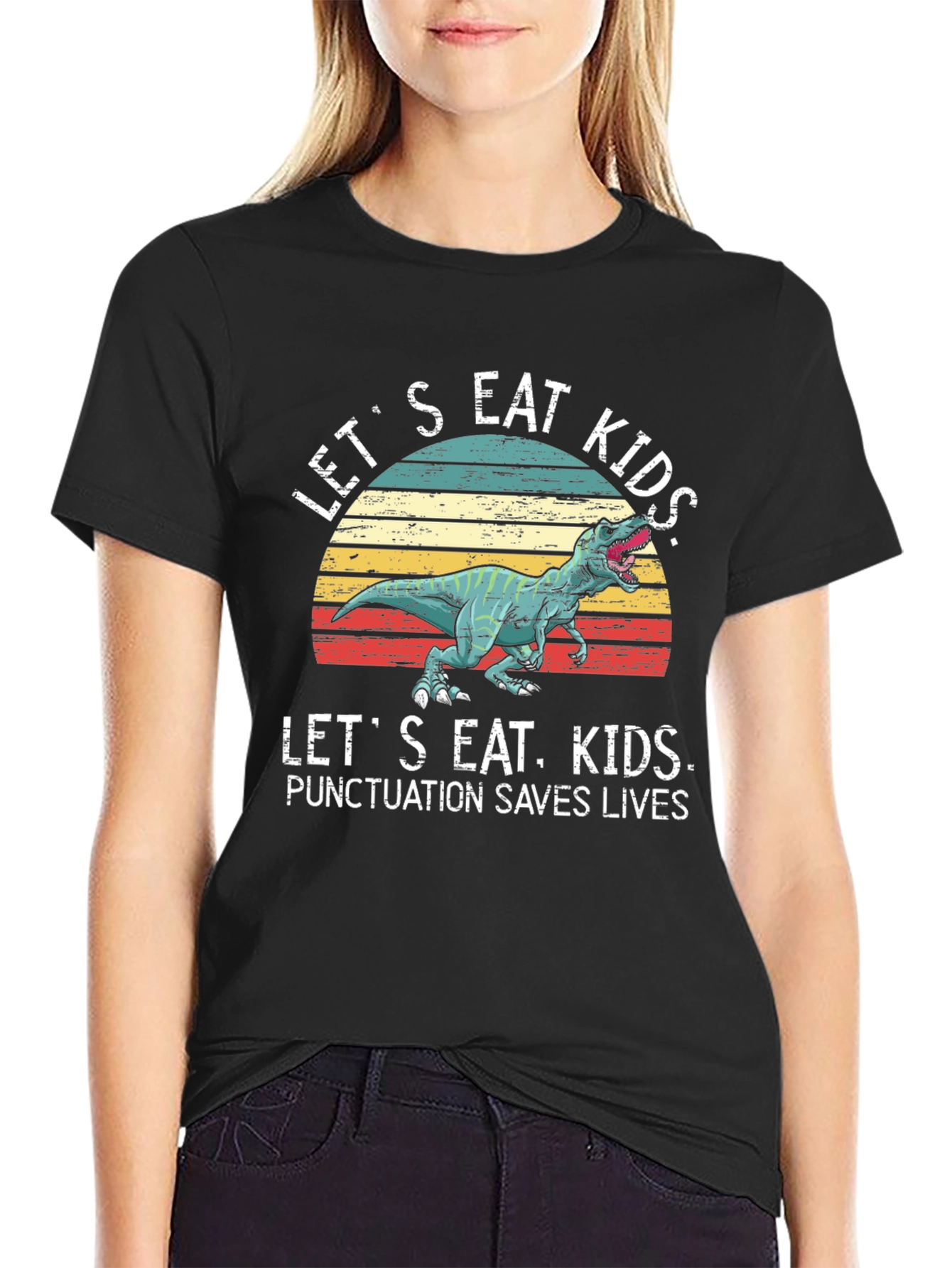 Lets Eat Kids T-Shirt Dinosaur Punctuation Tee