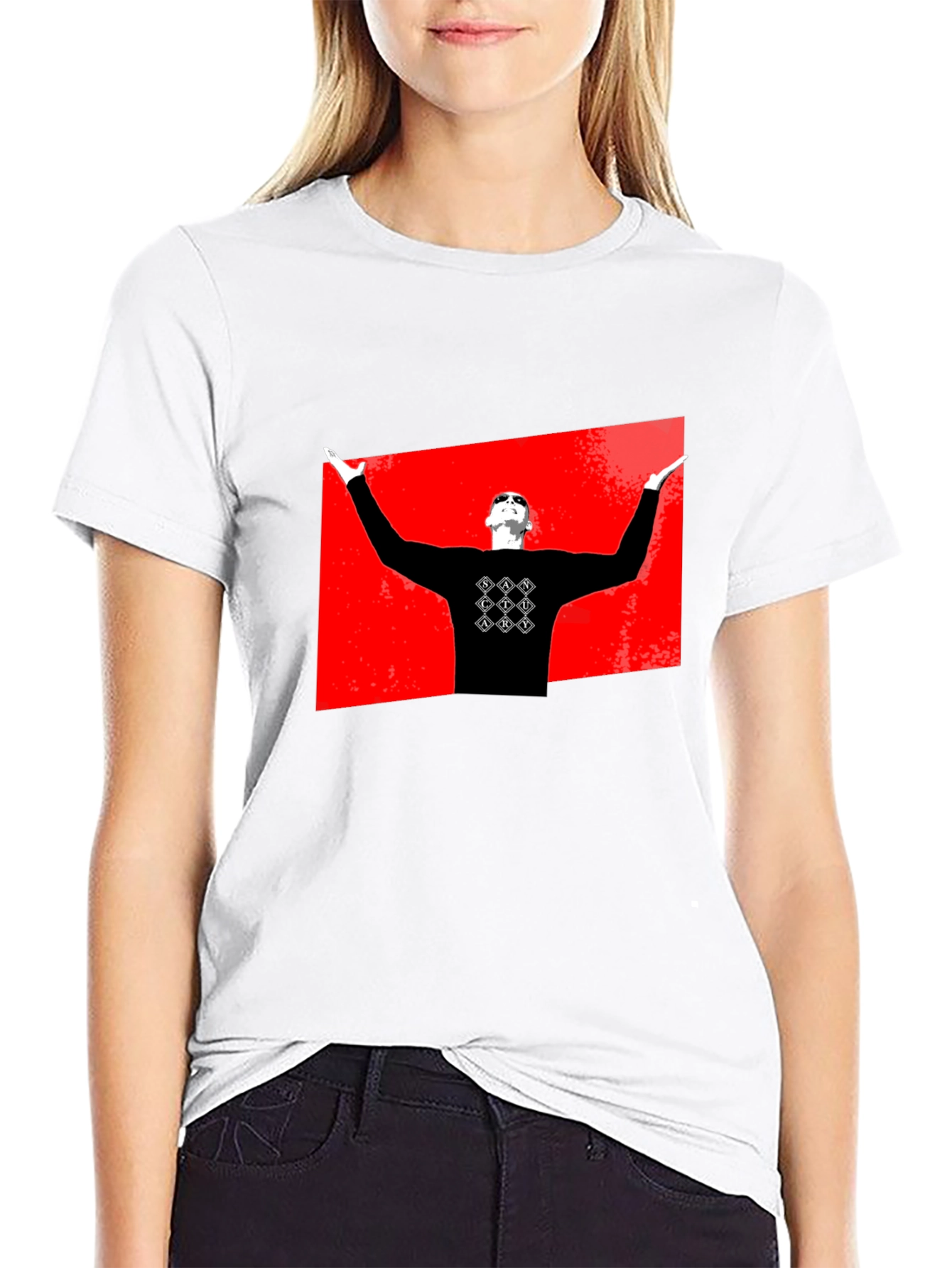 Graphic Black T-Shirt - Red Background