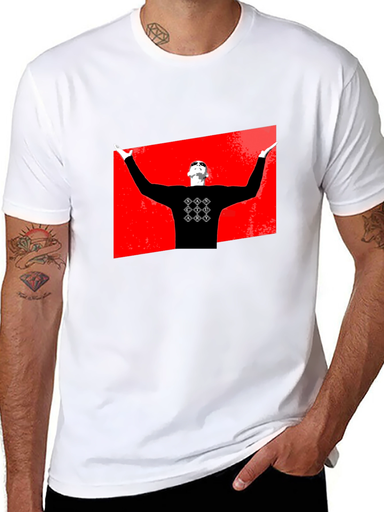 Graphic Black T-Shirt - Red Background