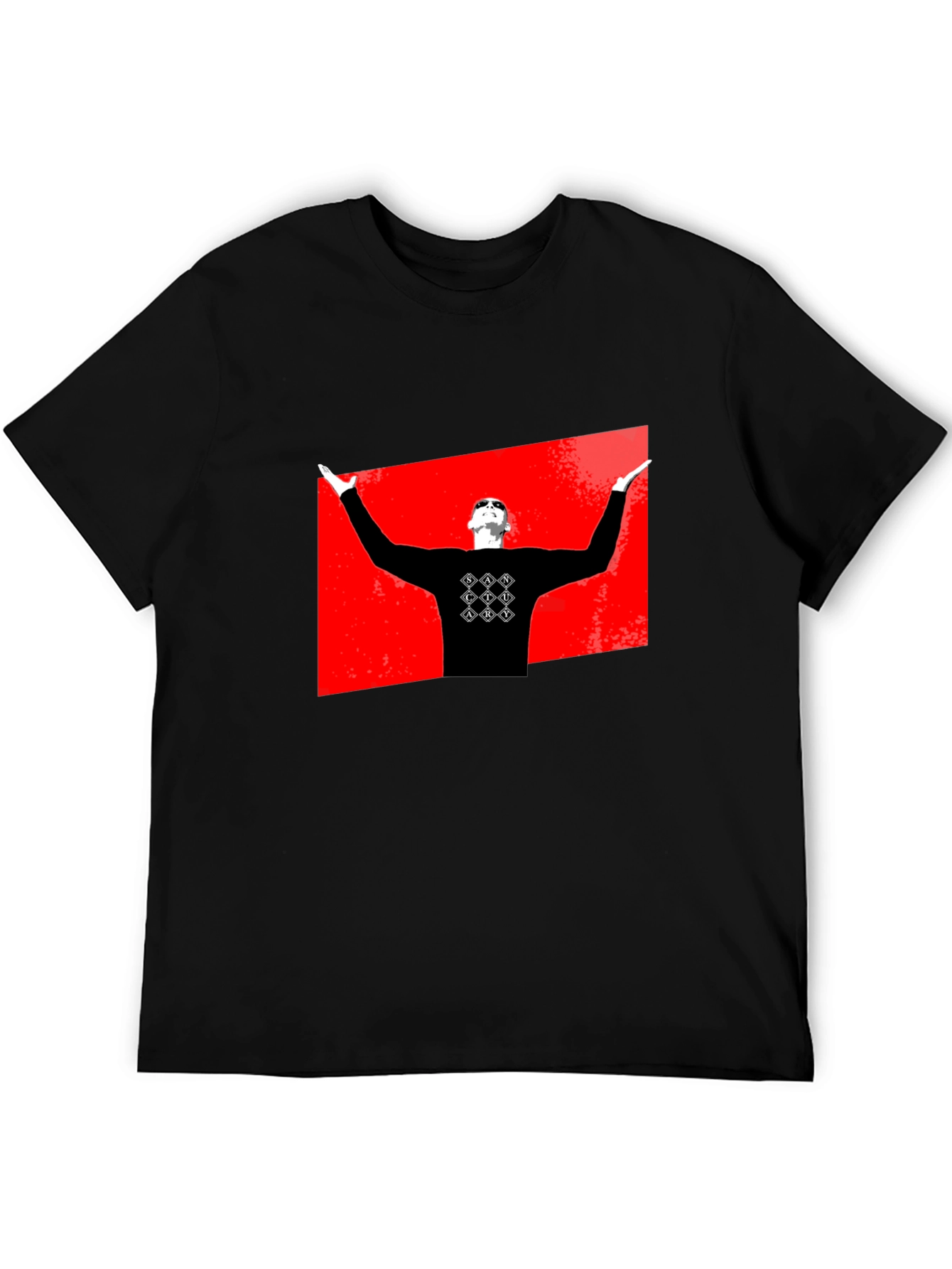 Graphic Black T-Shirt - Red Background