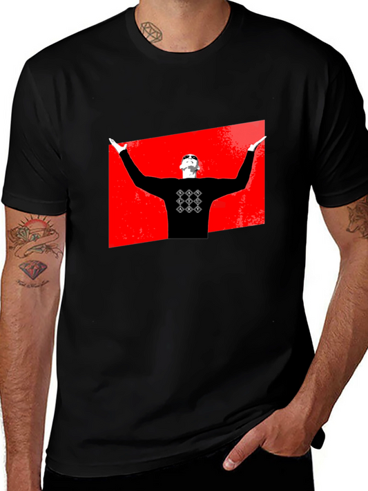 Graphic Black T-Shirt - Red Background