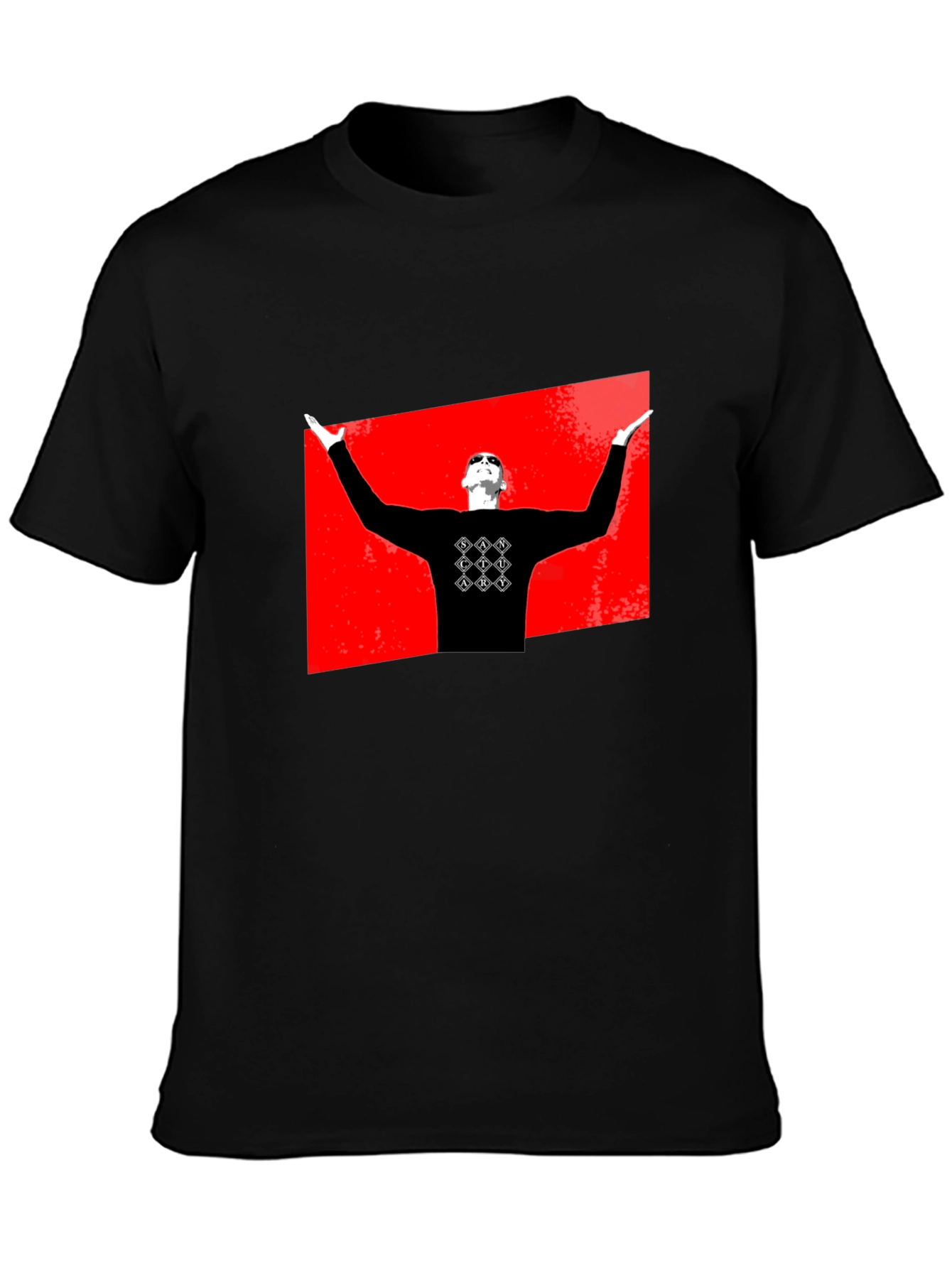 Graphic Black T-Shirt - Red Background