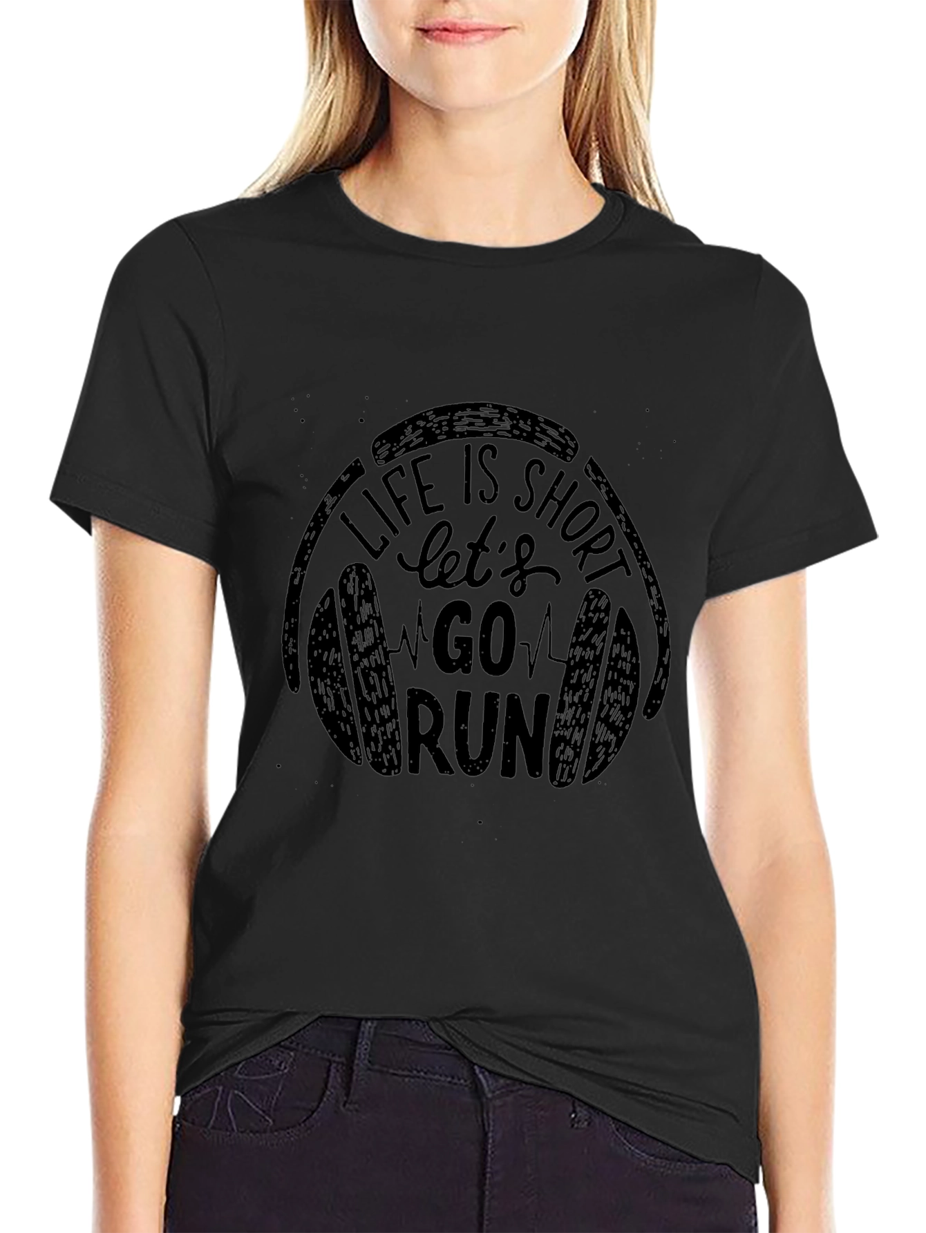Life is Short Go Run Black T-Shirt