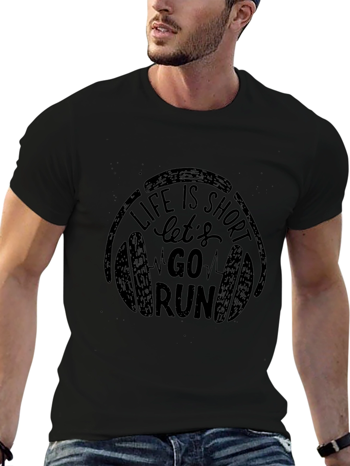 Life is Short Go Run Black T-Shirt