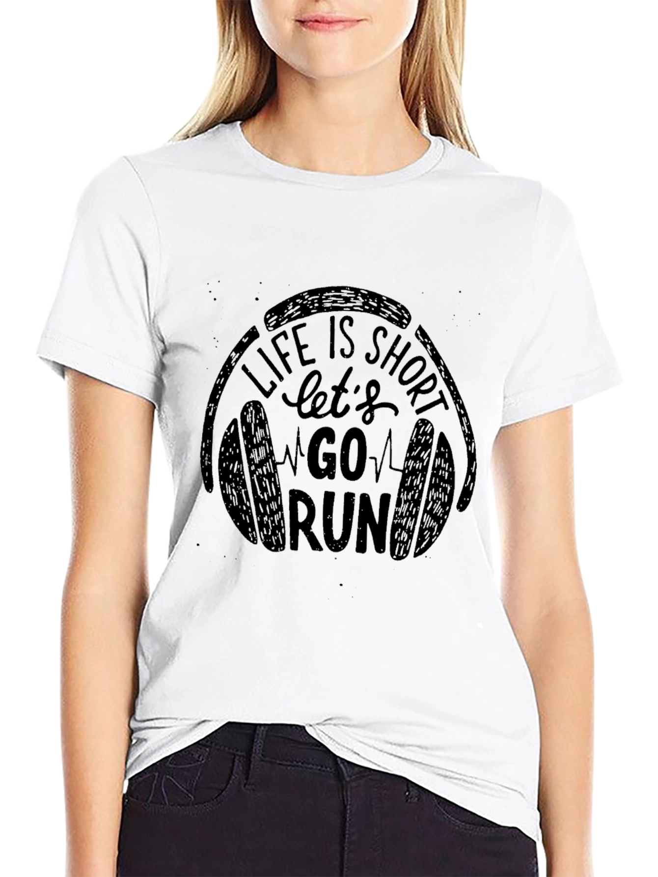 Life is Short Go Run Black T-Shirt
