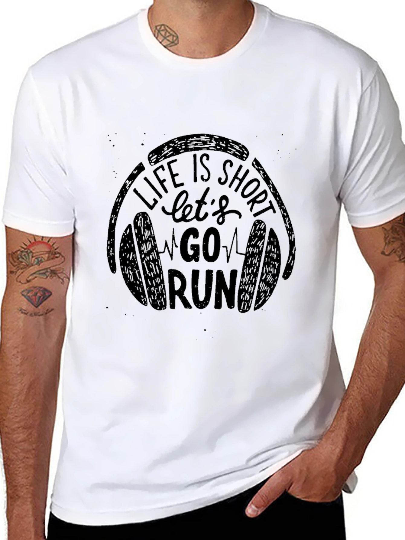 Life is Short Go Run Black T-Shirt